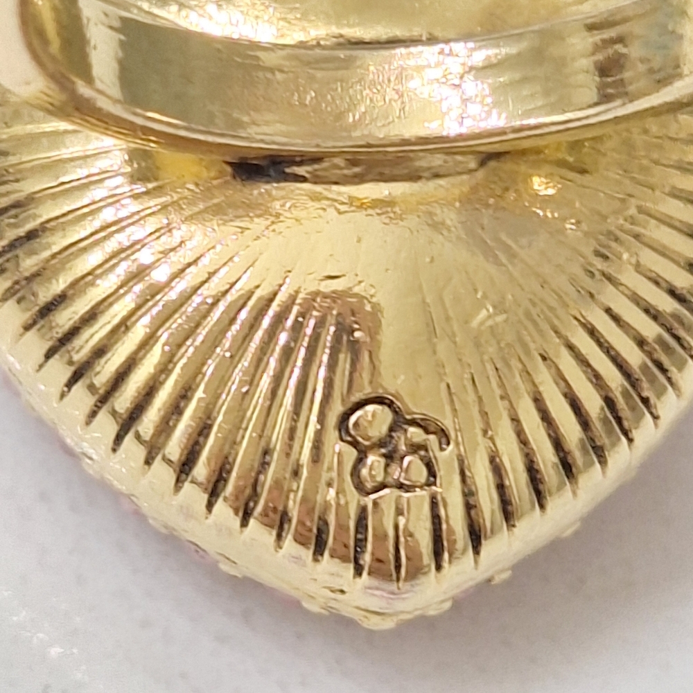 Jessica Simpson Gold Tone Statement Heart Ring Pink Rhinestones‎ - Picture 5 of 5